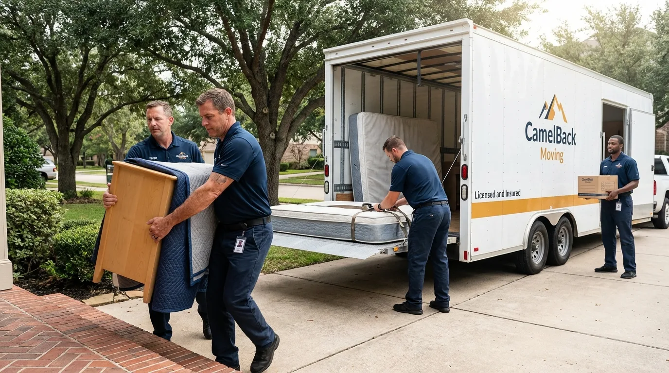 Crew loading residential truck for cross-state move from Lakeside, MT
