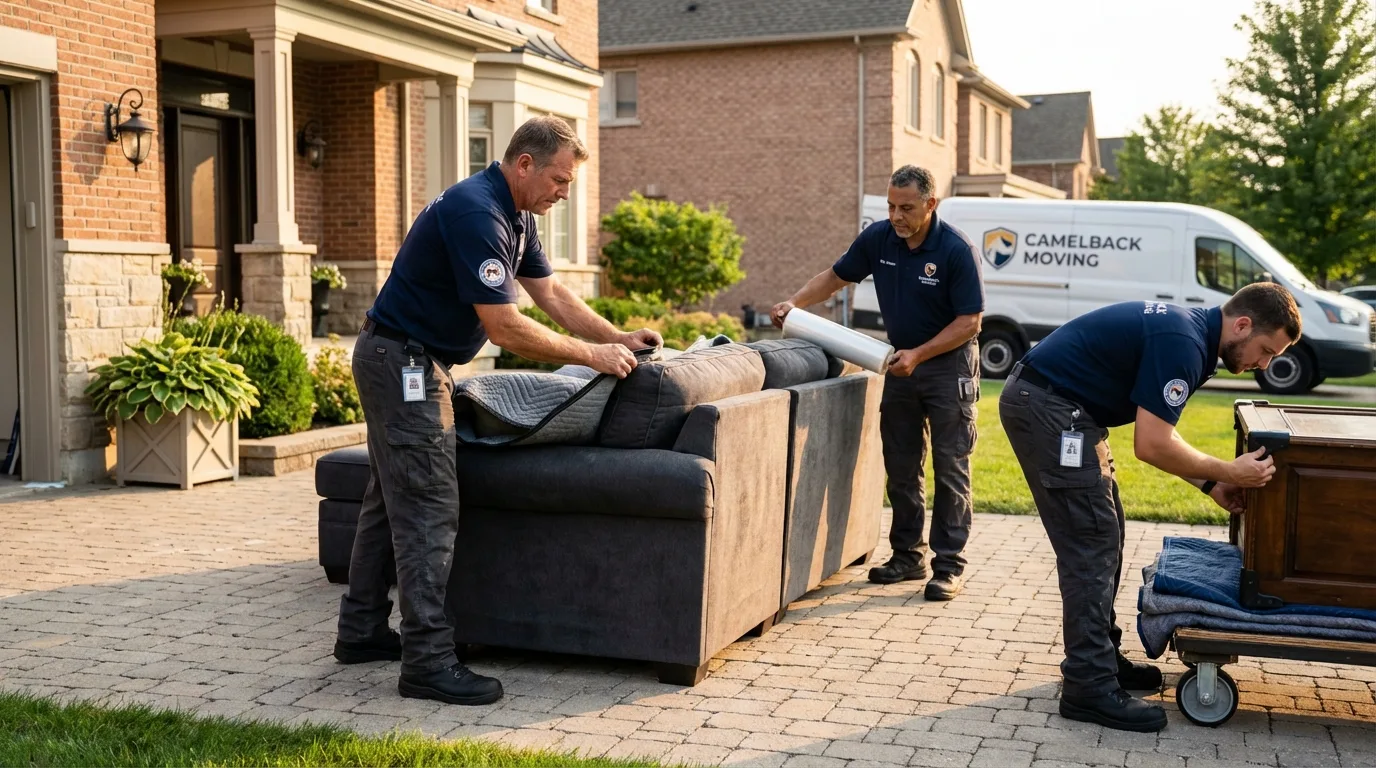 Large estate moving crew wrapping furniture in Lakeside, MT